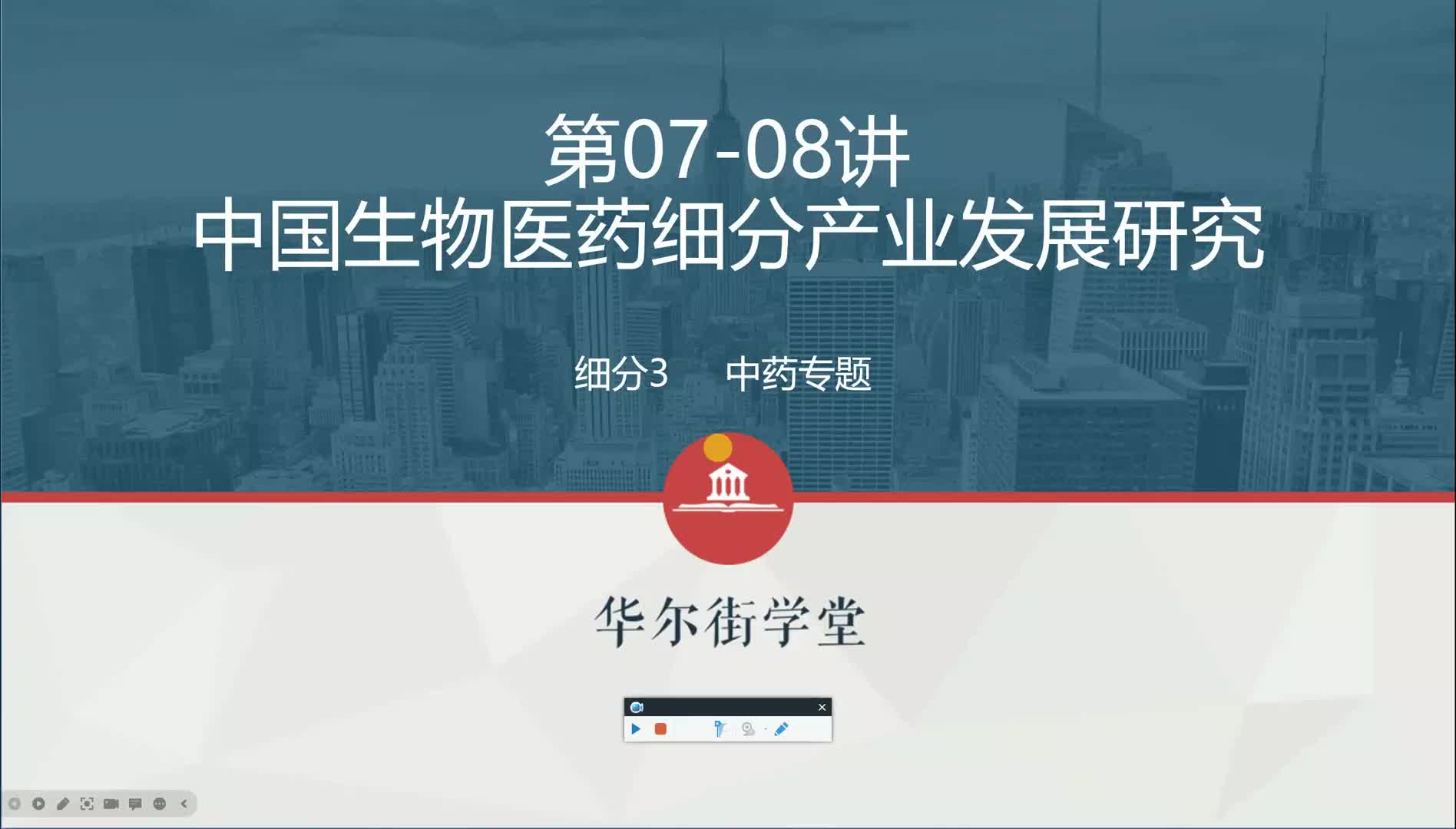 第04讲 现代中药行业研究及投资逻辑（一）